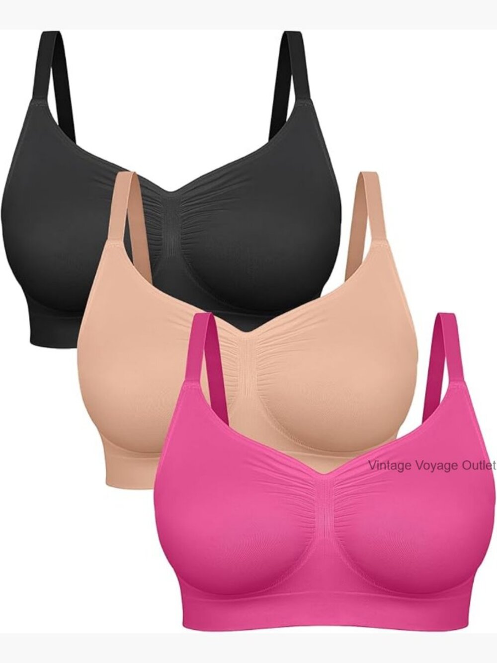 Wireless Bralettes No Underwire Seamless Everyday Bras 3-Pack